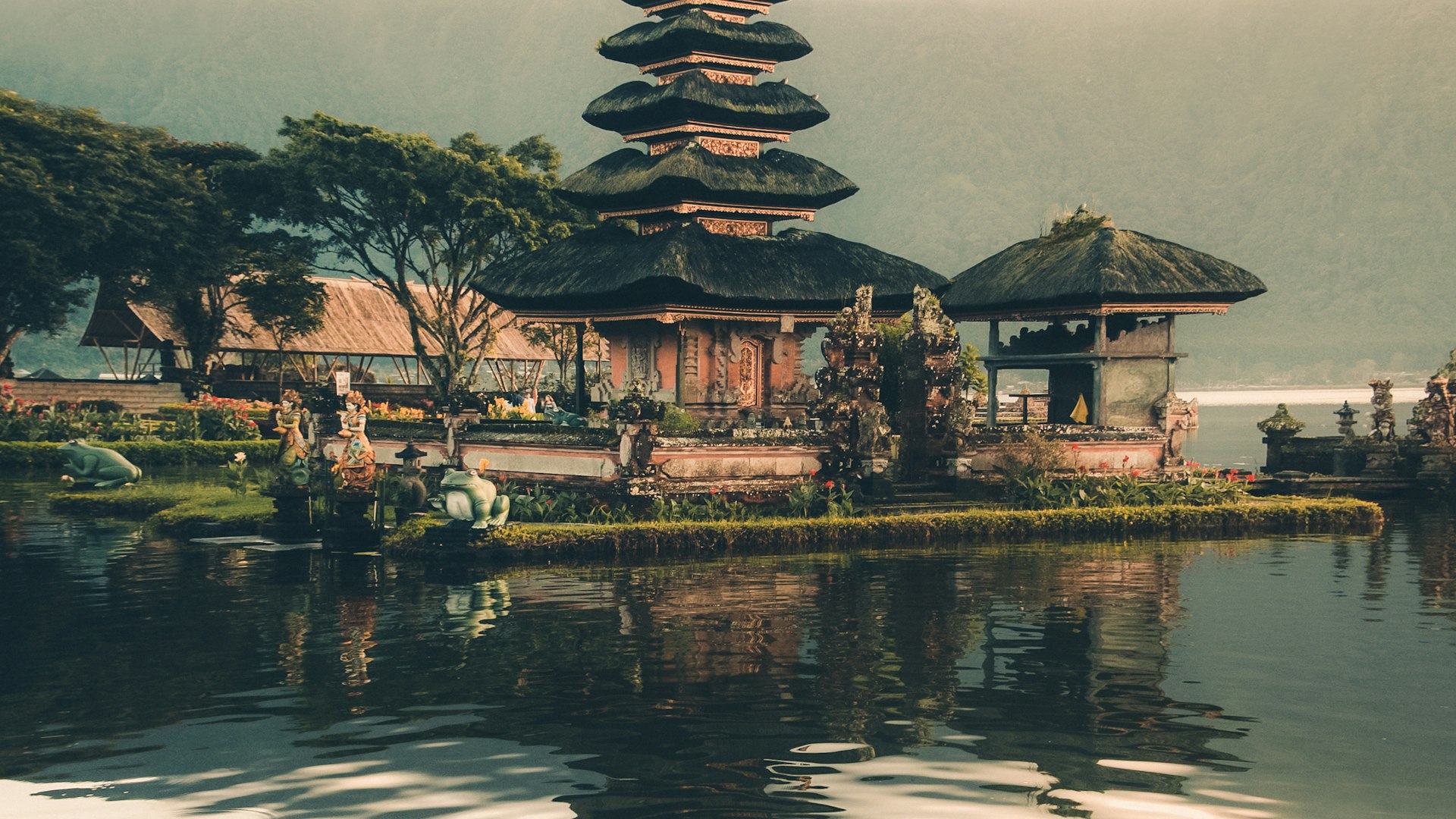 Villa Sekar Padi pool surrounded by tropical greenery at dusk